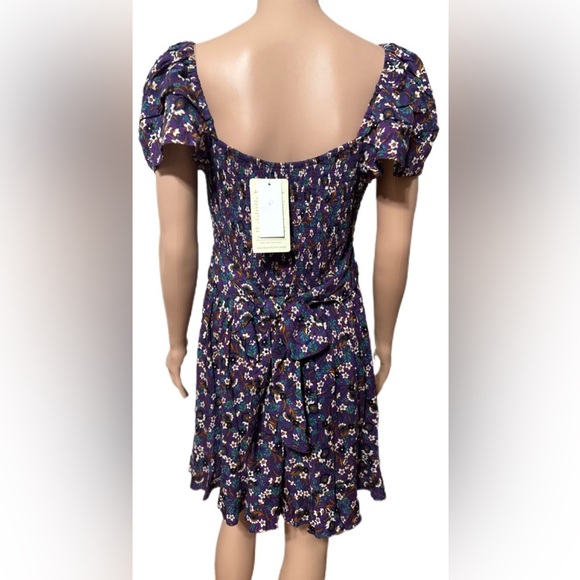 Band of the Free Dress M Purple Floral Puff Sleeve Mini Boho Cottagecore - Picture 4 of 10